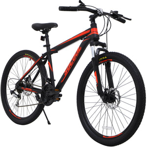 26 Inch Mountain Bike, 21 Speed Bicycle with Full Suspension, Adult Road Offroad City Bike, Full Suspension MTB Cycling Road Racing with Anti-Slip Double Disc Brake for Men Women [US in Stock]